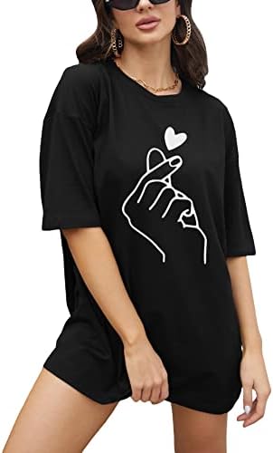 Cozyease Női Nagyméretű Grafikus Levél Nyomtatás póló, Rövid Ujjú, Laza Pólók Alkalmi Női Nyári Felsők