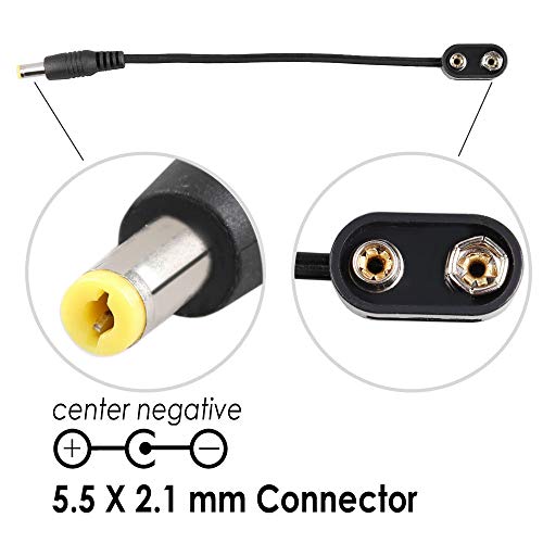 Mr 9V Akkumulátor Csipesz Átalakító Kábel Snap Csatlakozó 2,1 mm 5.5 mm-es Csatlakozó a Gitár Effect Pedál