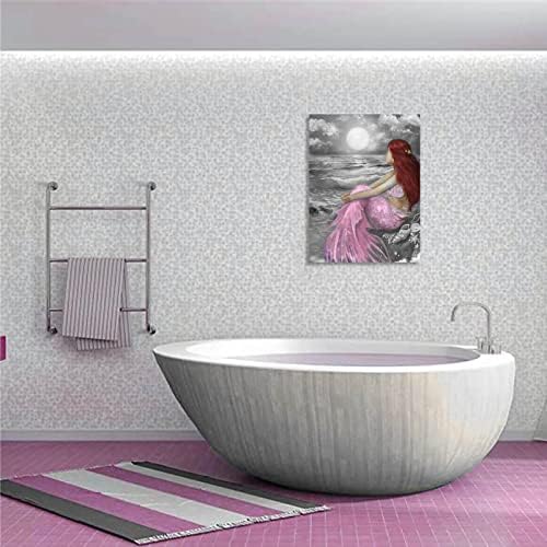 Fürdőszoba Fali Dekor Hálószoba Decor a Nők Tini Lányok Falon Festmény Rózsaszín Wall Art Fényes Hold