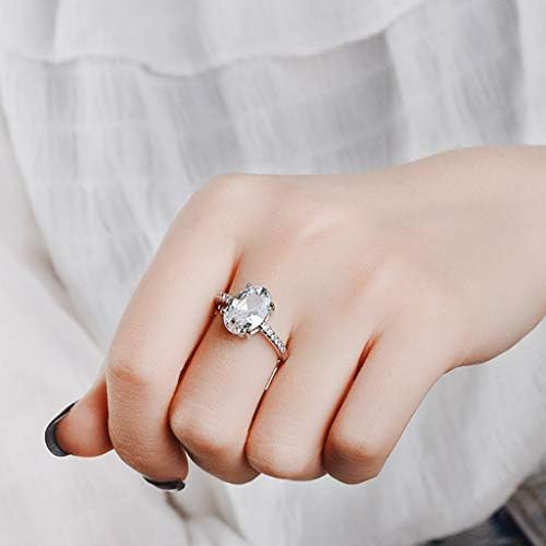 winsopee Ígéret Gyűrű,Divat Egyszerű Luxus Ovális Fehér Cirkon Női Gyűrű, Ékszerek, Dekorok