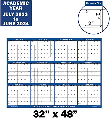 32x48 SwiftGlimpse 2023-2024 Akadémiai Fali Naptár Száraz Törlése Törölhető, XLarge, Nedves & Szárazon
