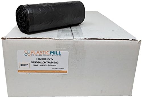 PlasticMill 12-16 Liter szemeteszsákok, Nagy Sűrűségű: Fekete, 8 Mikron, 24x33, 1000 Zsák.