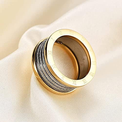 MYNENEY 11mm Arany/Fekete Római Számok Gyűrűje, a Férfiak, Nők, Rozsdamentes Acél | jegygyűrű, eljegyzési