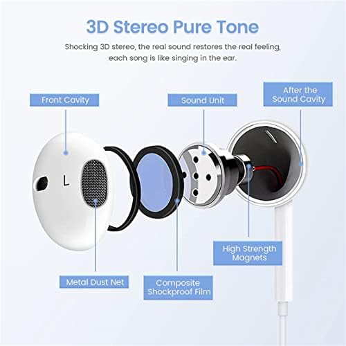 2 Pack - Apple iPhone Fülhallgató, Fejhallgató [Apple Mpi Hitelesített], Beépített Mikrofon & hangerőszabályzó