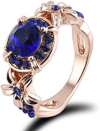 Aura Ékszerek Nők Kék Zafír, A Rose Gold Tele Eljegyzési Gyűrű Méret 5-11 Gyűrűk Ékszerek Új (8)