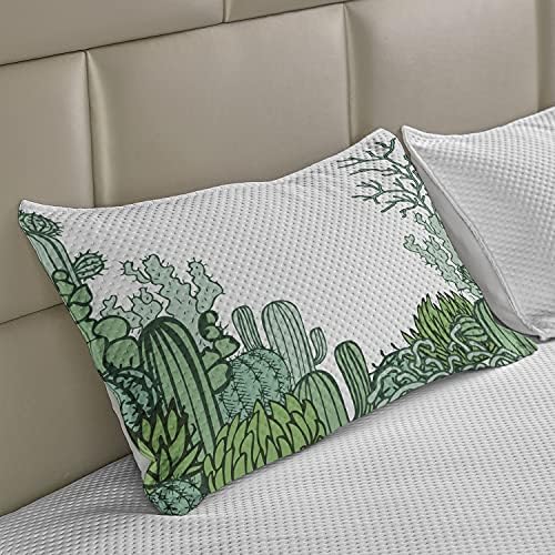 Ambesonne Kaktusz Kötött Paplan Pillowcover Arizonai Sivatagban Tematikus Doodle Kaktusz Staghorn Buckhorn-as