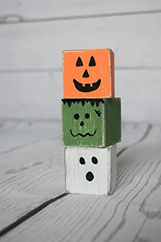 Set/3 Szörny Halloween Fa Blokk Bébiszitter, Lakberendezés, Őszi Fa Dekoráció, Halloween Dekoráció, Többszintű