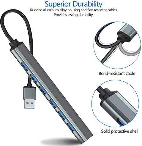 USB HUB 3.0, Alumínium Ötvözet 7 Portok Adatok hub (1*USB 3.0 6*USB 2.0)-High-Speed USB Port Bővítő -