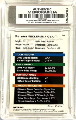 Serena Williams 2003 NETPRO GEM-MT 10 Újonc Kártya S4! A Kecske!!