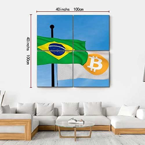 ERGO PLUSZ Zászló Brazília Bitcoin Wall Art Lenyűgöző Feszített Festmény Kész Lógni lakberendezés - Tökéletes