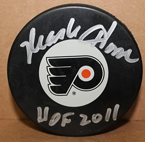 Mark Howe Philadelphia Flyers Dedikált Korong Feliratos HOF 2011 Dedikált - Dedikált NHL Korong