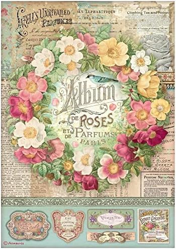 Stamperia Rizs Papír Lap A4 - Rose Parfüm Album, De Rózsa