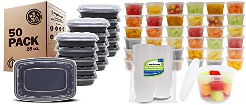 Freshware Étel elkészítése Konténerek [50 Pack] (28 oz) & Élelmiszer-Tároló Tartályok [50 Set] 16 oz Műanyag
