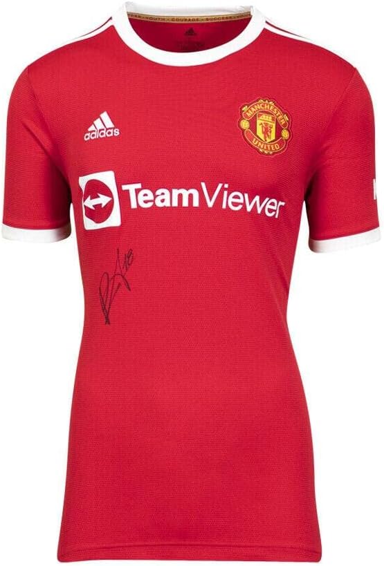 Bruno Fernandes Aláírt A Manchester United Póló - 2021-2022 Autogramot Jersey - Dedikált Foci Mezek