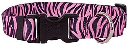 A sárga Dog Design Zebra Rózsaszín Nyakörv Tag-Egy-Hosszú ID Tag-Rendszer-Kis-3/4 Széles illik Nyak 10-14