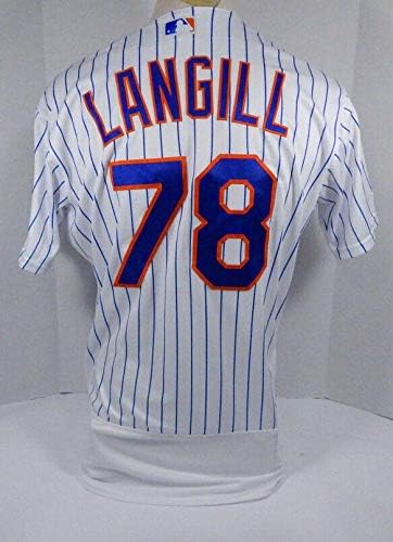 2019 New York Mets Eric Langill 78 Játék Kiadott Fehér Jersey 150 Javítás METS6214 - Játék Használt MLB