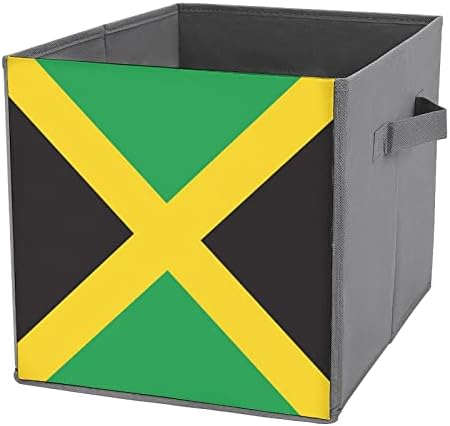 Jamaikai Zászló Összecsukható Anyag Tároló Kocka Box 11 Inch Összecsukható Tárolók fogantyúval
