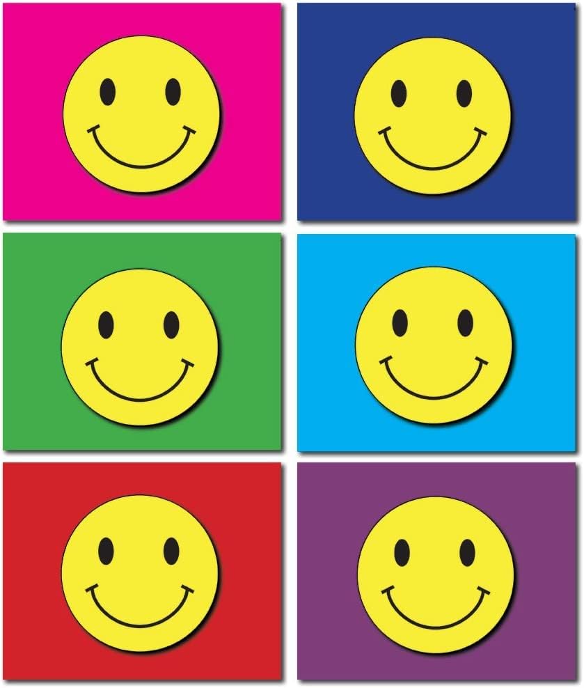 Kicsi a Világ Üdvözlet Smiley figurás Lapok 24 Gróf - Üres Belső - 5.5 x 4.25 Gondolkodás, Bátorítást,