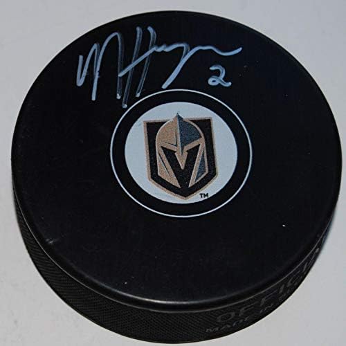 NICOLAS HÁGÁBAN aláírt (LAS VEGAS ARANY KNIGHTS) logós jégkorong W/COA - Dedikált NHL Korong