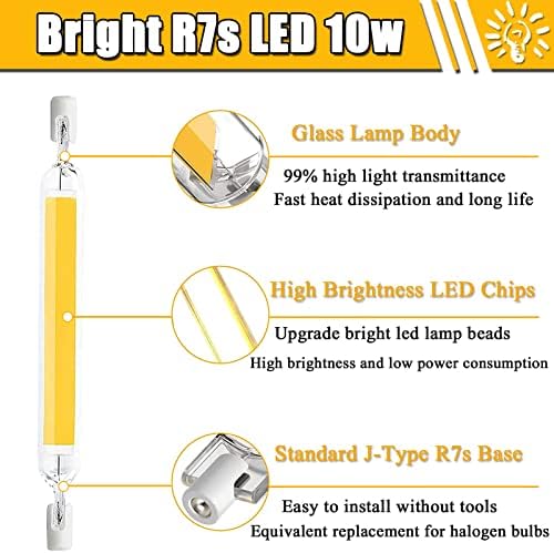 6 Pack 78mm R7s LED Izzó 10W, 100W Egyenértékű Csere Halogén Izzók, 10W Nagy Fényerejű, Kettős Végű T3