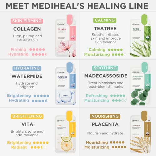 Mediheal Lap Maszk Új Alapvető HŐS 6 csomag (Kollagén, teafa, Méhlepény, Madecassoside, Vita, Watermide)|