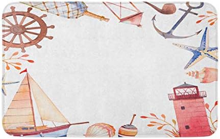 Topyee Fürdőszoba Decor 16 X 24 Szőnyeg Régi Akvarell a Horgony Pipát Csillag Kagyló Hangulatos Fürdő