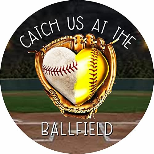 YYN Elkapni A Ballfield Baseball-Softball Szív Kesztyű Kör Fém Tábla Kerek Fém Koszorú Alá Vicces Tin