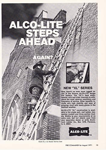 1971 Eredeti Magazin Nyomtatás Hirdetés 1 Alco-Lite XL Tűz Létra