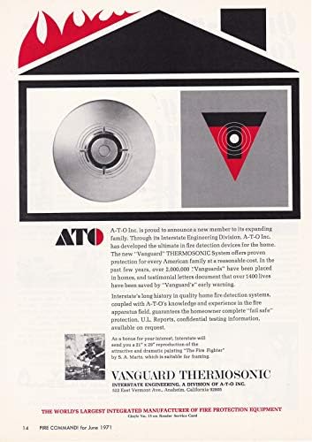 1971 Eredeti Magazin Nyomtatás Hirdetés 1 ATO Vanguard Thermsonic Tűz Riasztás