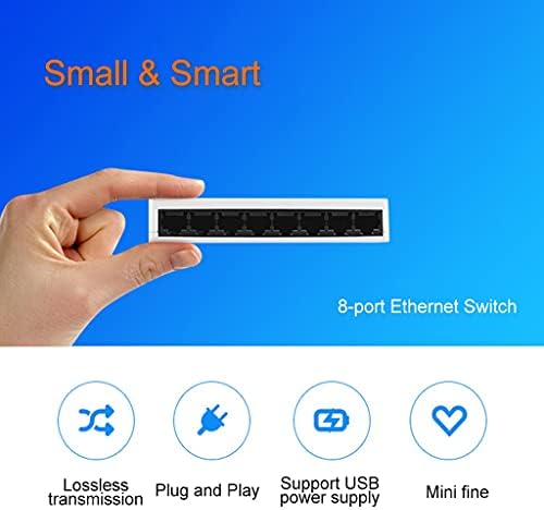 WPYYI Ethernet Switch, 8 Port Asztali Ethernet Hálózati Kapcsoló,10/100Mbps LAN Hub,Kis, Okos Easy Setup