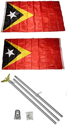 AES Kelet-Timor Leste 3 'x5' Poliészter 2 Rétegű Kétoldalas Zászló 6' Alumínium Zászló Rúd Készlet, Sas
