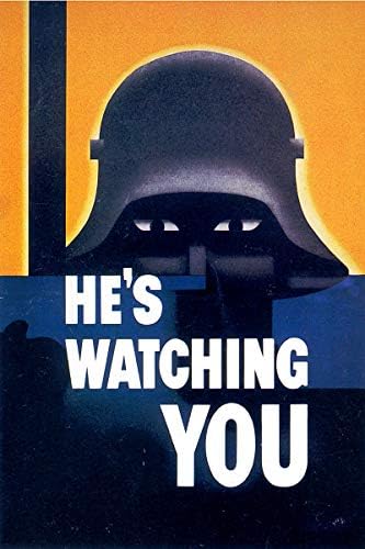 Ő Figyel Vintage második világháború Két WW2 második VILÁGHÁBORÚ USA Katonai Propaganda Plakát
