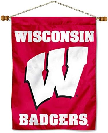 Wisconsin Badgers Kétoldalas Ház Lobogó, Fa Banner Rúd Készlet