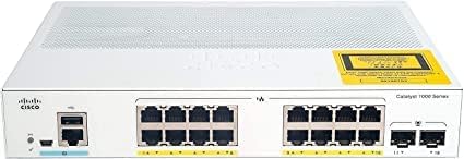 Új Cisco Catalyst 1000-16P-2G-L Hálózati Kapcsoló, 16 Gigabit Ethernet PoE+ Portok, 120 w-os PoE Költségvetés,
