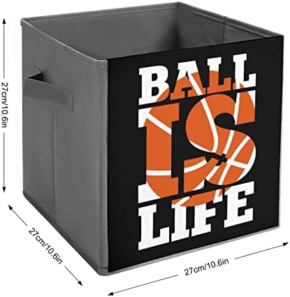 Kosárlabda az Élet PU Bőr Összecsukható Tárolók Vászon Kocka Szervező Kosár fogantyúval