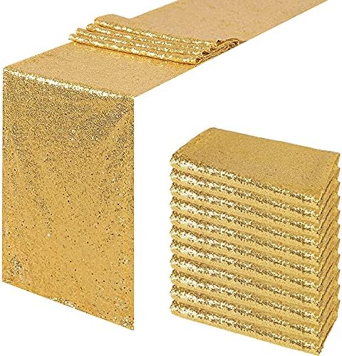 Trlyc Arany Flitter Futó - Arany asztali futó Esküvői (Pack 11,12x108in)